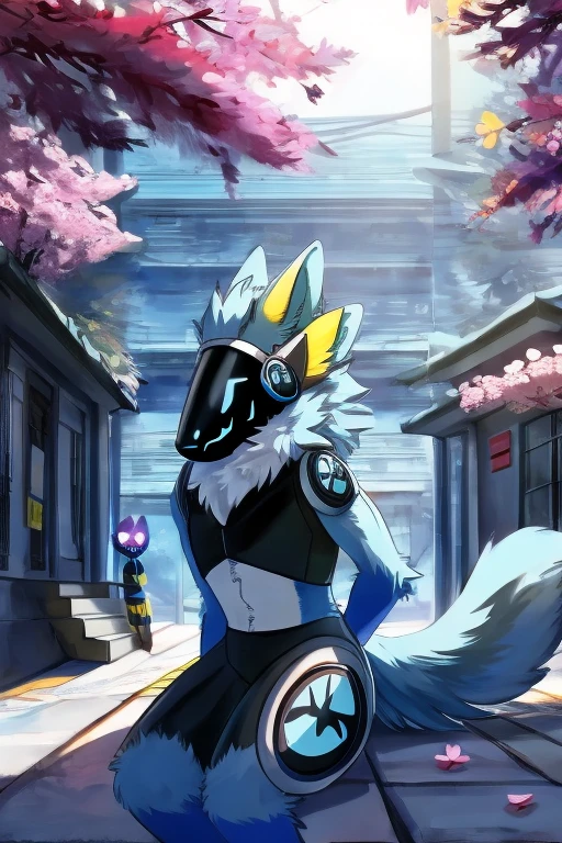 A fierce and feral quadruped Sylveon Pokemon prowls through the neon-lit streets of a dark and gritty city, its punk-inspired dark style standing out against the vibrant lights.




 anus, pussy
