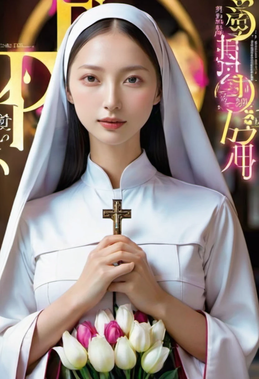 magazine cover,(nun ),Perfect body,(((masterpiece))), ((best quality)), ((surreal))(8K)