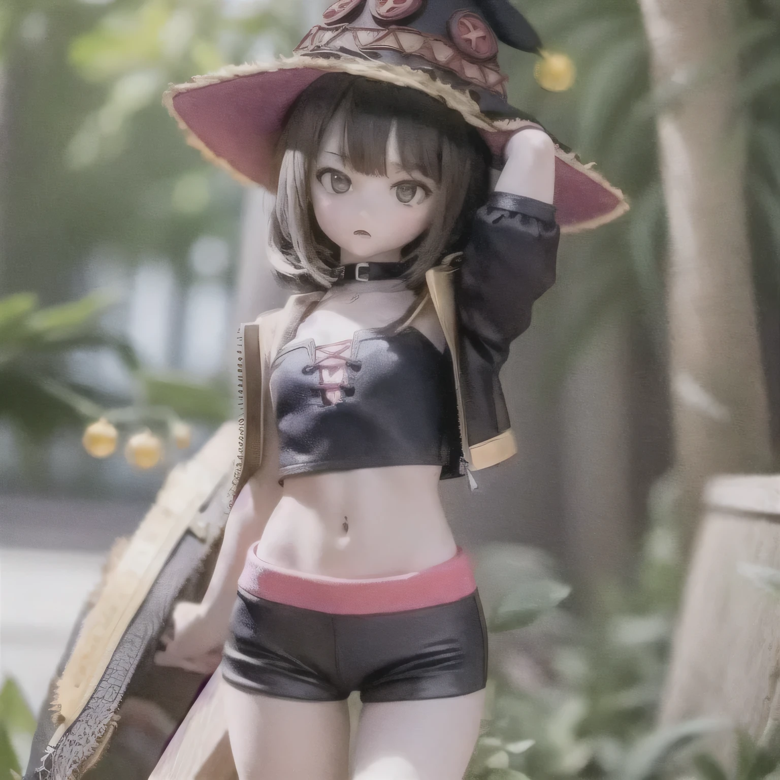 ちび Contrapposto Big Hat Flat Chest Megumin Girl Photorealistic、ちび、ミニ