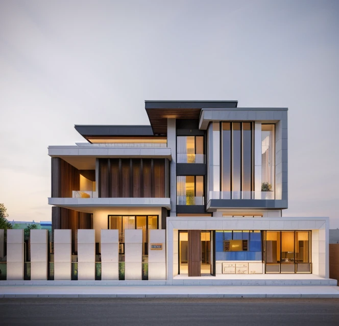 villa modern,night, Realistic, exterior, sunlight, house, RAW photo, 8k uhd, dslr,  (high detailed skin:1.3), soft lighting, ultra quality, film grain, Fujifilm XT3, sharp image, best quality, authentic, hight quality,