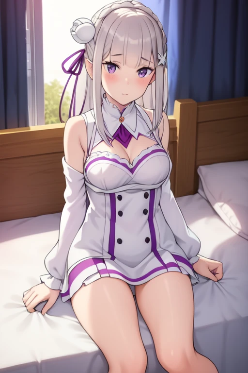 Emilia&#39;s masterpiece, highest quality,looking at the viewer, Bedroom, night, (on the bed:1),(Doing a presentation:1.2),(best shadow), (moonlit room:1.1),(soft bed linen:1.1),1 girl, naked、spread your legs、In underwear