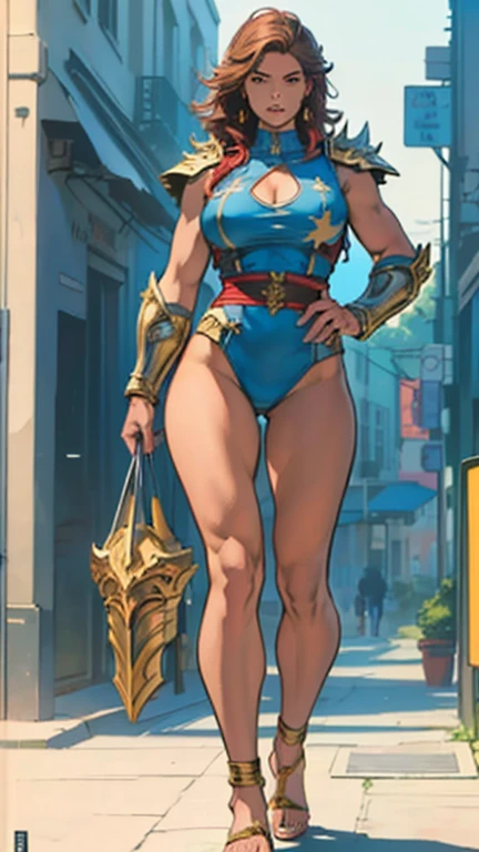 (8K, Best Quality: 1.2), (Masterpiece: 1.37), (american comics: 1.37), (Ultra High Resolution), Full Body Shot, Perfect Female Body, 8K, Ultra Detailed, Walking Pose, Shot from the Front, Slow Motion, 21-Year-Old Female Paladin (Richly Decorated Armor, Big Breasts, Thin Waist, Long Legs, roman sandals Standing), (Highest Quality, Concept Art, 4k), (simulation: 1.2), (high sharpness), Masterpiece, best quality, (highly detailed photo: 1.1), realistic photography