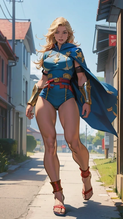 Supergirl masterpiece, best quality, female, superhero, leotard, bare legs, boots, standing, matching boots, short and dark hair,