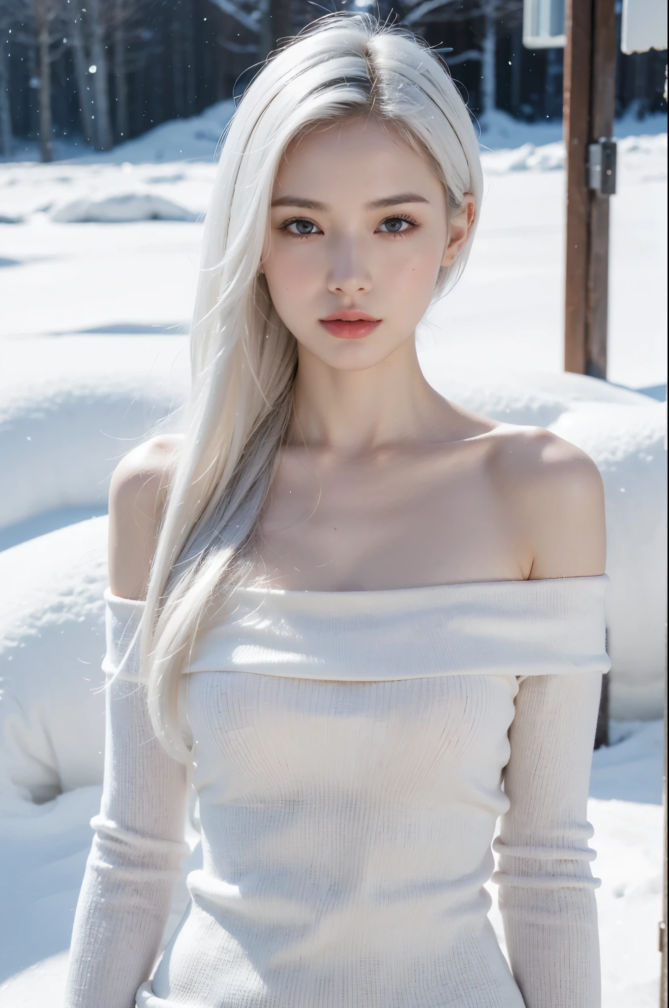 ((nsfw)), best quality, masterpiece, blonde hair, blue eyes, looking to viewer, hairline, ((porcelain white skin, natural white skin, realistic white skin, wet skin )), side braids, 8k, hot, sexy, big, ((180cm)), curved body, ((unbuttoned white shirt)), full bodyesbian, thick thighs, perfect body, full viewing angle, perfect body, ((undress, without clothes, without underwear, remove clothes, nude sexy)), perfect lower hip, perfect high hip, perfect nipples, perfect pussy, perfect vagina,((high mons pubis)), (((pubic hair))), hug breasts, perfect nipples, perfect breasts, pose, beautiful sexy, S-shaped body, hips upturned, posing, posing, different perspectives, (( catwalk, snowy mountain background))