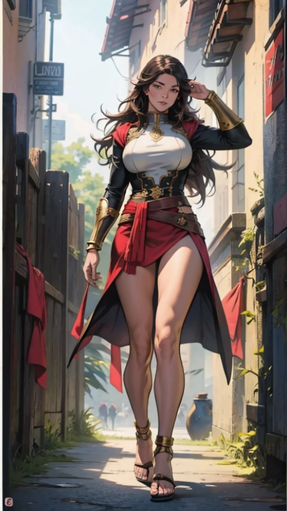 (8K, Best Quality: 1.2), (Masterpiece: 1.37), (american comics: 1.37), (Ultra High Resolution), Full Body Shot, Perfect Female Body, 8K, Ultra Detailed, Walking Pose, Shot from the Front, Slow Motion, 21-Year-Old Female Paladin (Richly Decorated Armor, Big Breasts, Thin Waist, Long Legs, roman sandals Standing), (Highest Quality, Concept Art, 4k), (simulation: 1.2), (high sharpness), Masterpiece, best quality, (highly detailed photo: 1.1), realistic photography