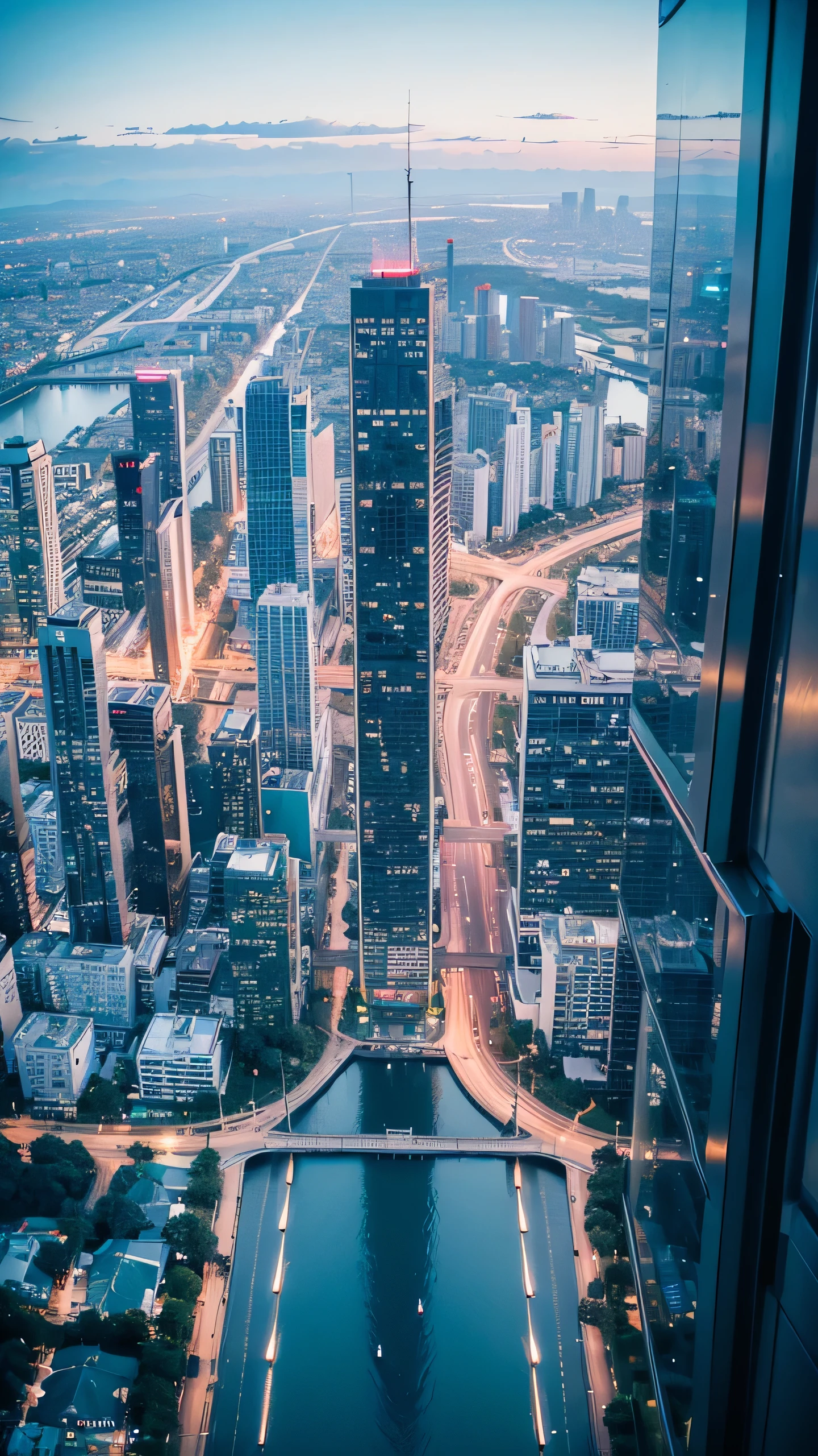 Highest image quality,drone photography,future city