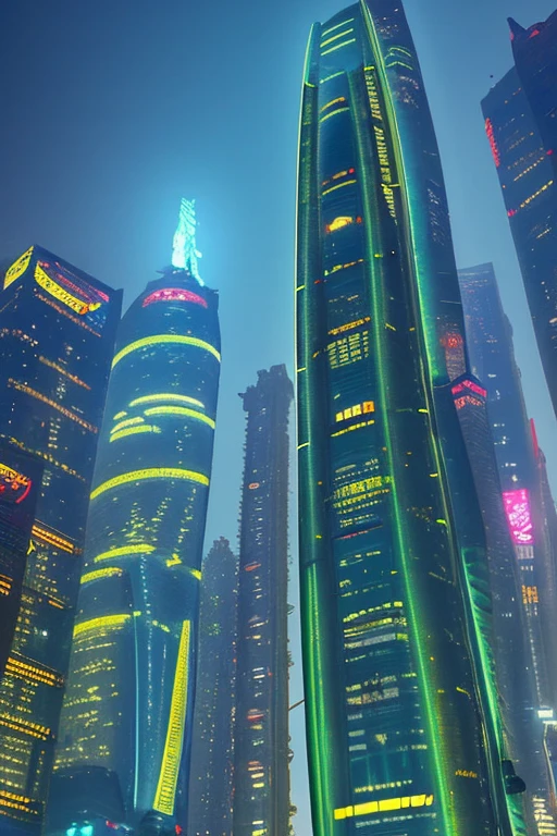 Chinese skyscrapers in anime style