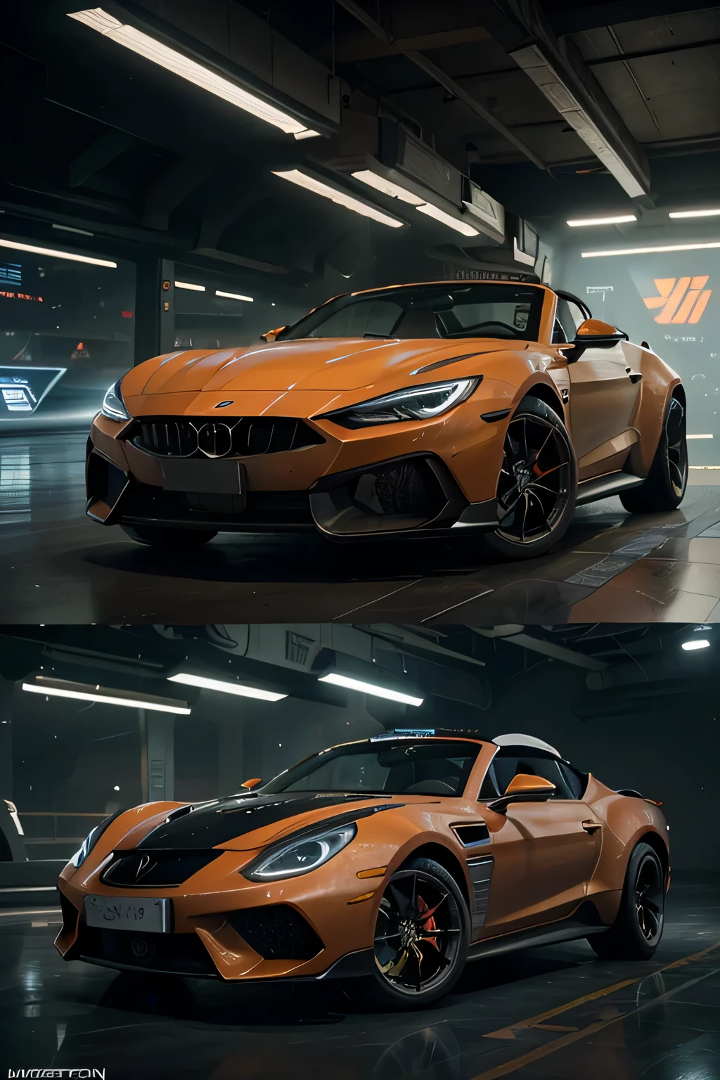 +Photorealistic illustration of a Supersonic sport car cabriolet, futuristic style, Orange color, electric., (((arcane style))), League of Legends style, game modelling, ((cyberpunk style)), Hi-Tech city, mechanical enhancement, (high-tech fantasy), robotics, 3d game, blade runner 2049, Ghost In The Shell, (watercolour style), blending of colours, soft gradient, John Singer Sargent, Edward Hopper, (((highly dynamic))), big movements,
