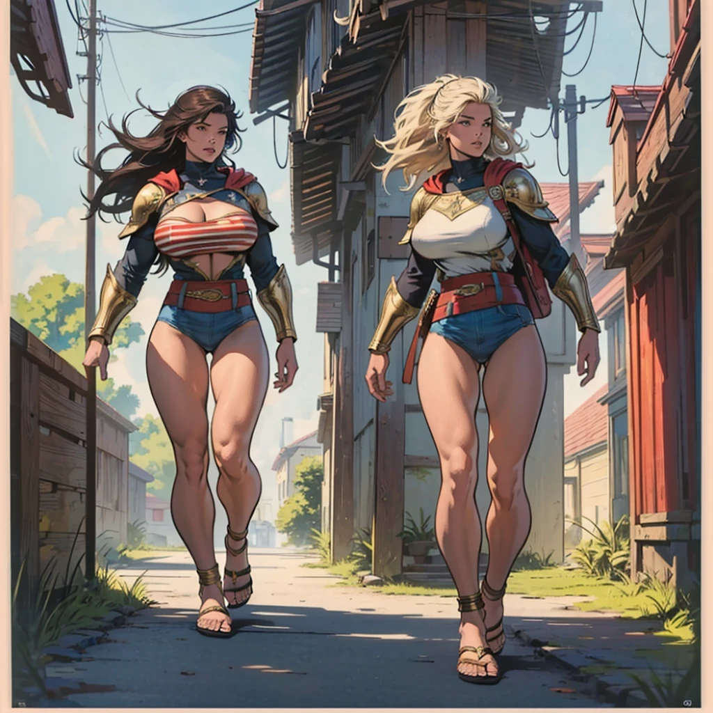 (8K, Best Quality: 1.2), (Masterpiece: 1.37), (american comics: 1.37), (Ultra High Resolution), Full Body Shot, Perfect Female Body, 8K, Ultra Detailed, Walking Pose, Shot from the Front, Slow Motion, 21-Year-Old Female Paladin (Richly Decorated Armor, Big Breasts, Thin Waist, Long Legs, roman sandals Standing), (Highest Quality, Concept Art, 4k), (simulation: 1.2), (high sharpness), Masterpiece, best quality, (highly detailed photo: 1.1), realistic photography