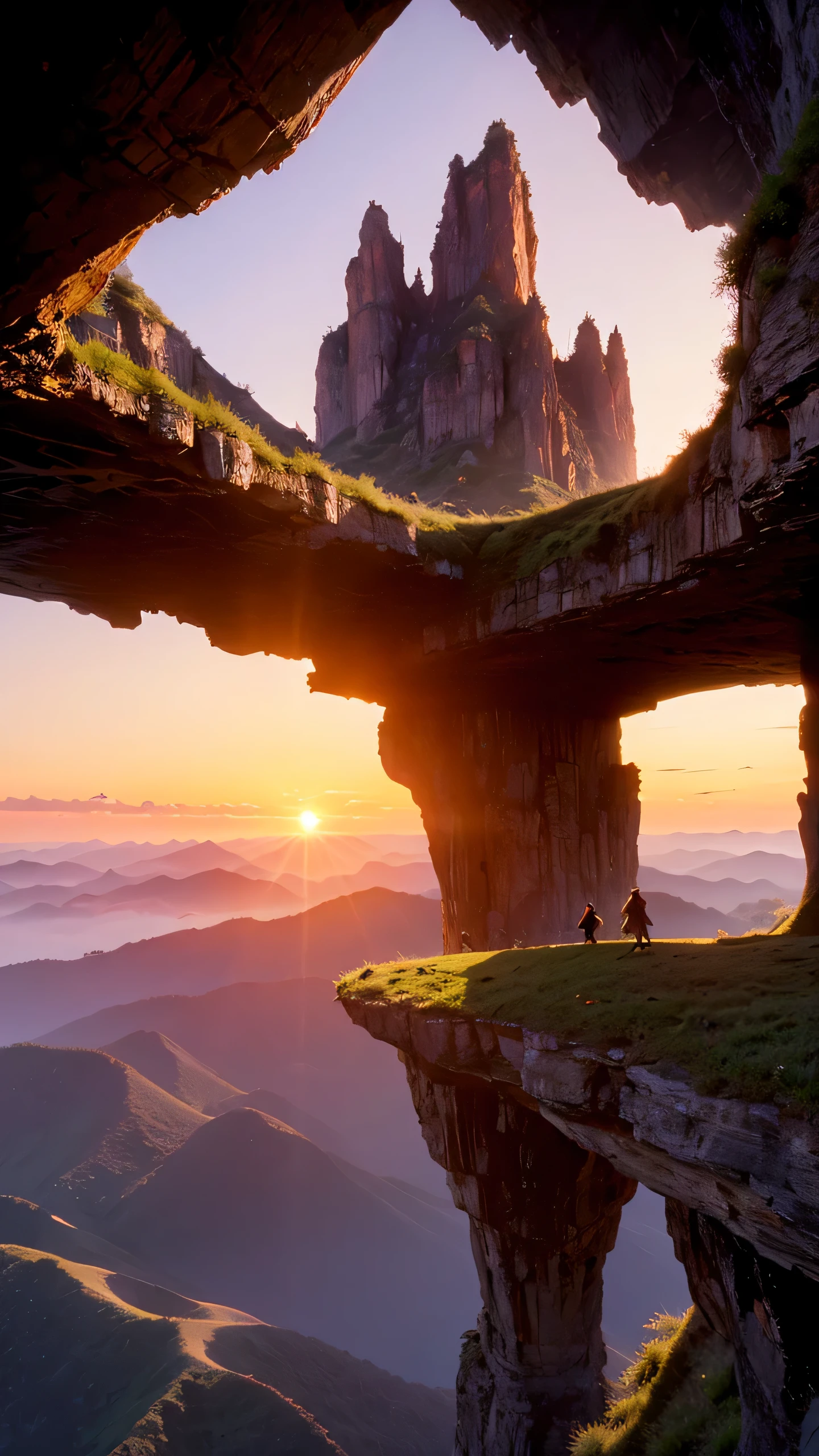 Highest image quality,fantasy,cliff,sunset