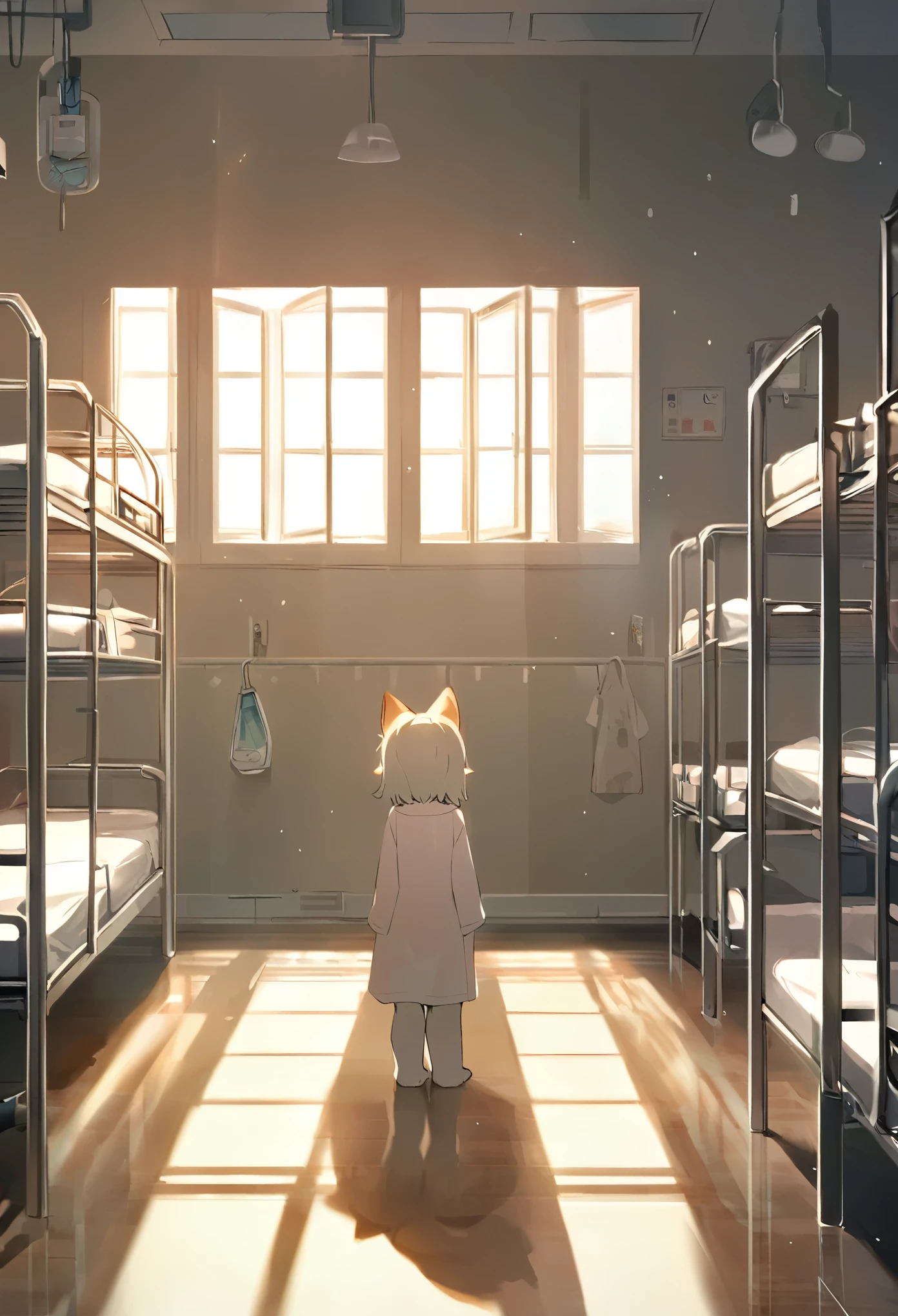 top quality, best quality, High-quality illustrations, masterpiece, super high resolution, detailed background, absurdres, perfect anatomy(kemono, furry anthro)Hospitals with power outages, Poor children who were imprisoned, 3+boys, 3+girls, good lighting, cinematic shadow,