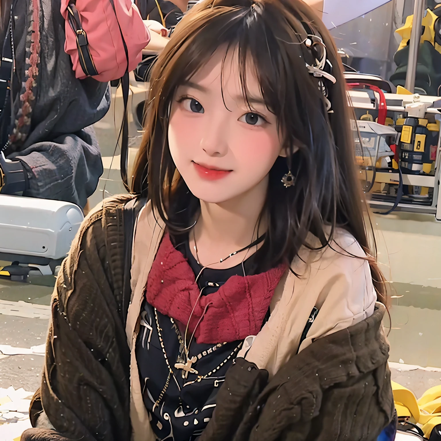 Fits by midey with a measuring tape around her neck