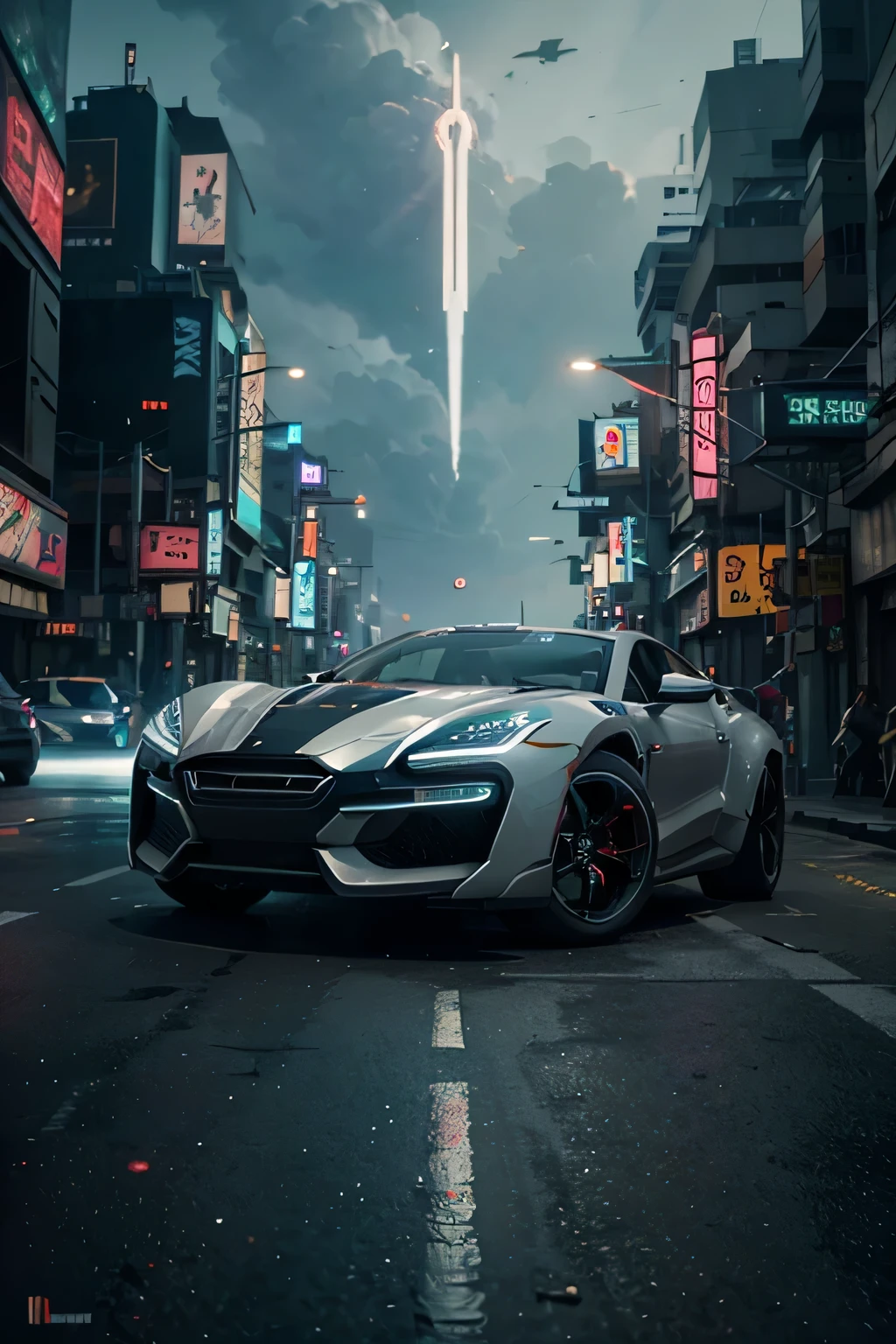+Photorealistic illustration of a Supersonic SUV, futuristic style, electric., (((arcane style))), League of Legends style, game modelling, ((cyberpunk style)), Hi-Tech city, mechanical enhancement, (high-tech fantasy), robotics, 3d game, blade runner 2049, (watercolour style), blending of colours, soft gradient, John Singer Sargent, Edward Hopper, (((highly dynamic))), big movements,