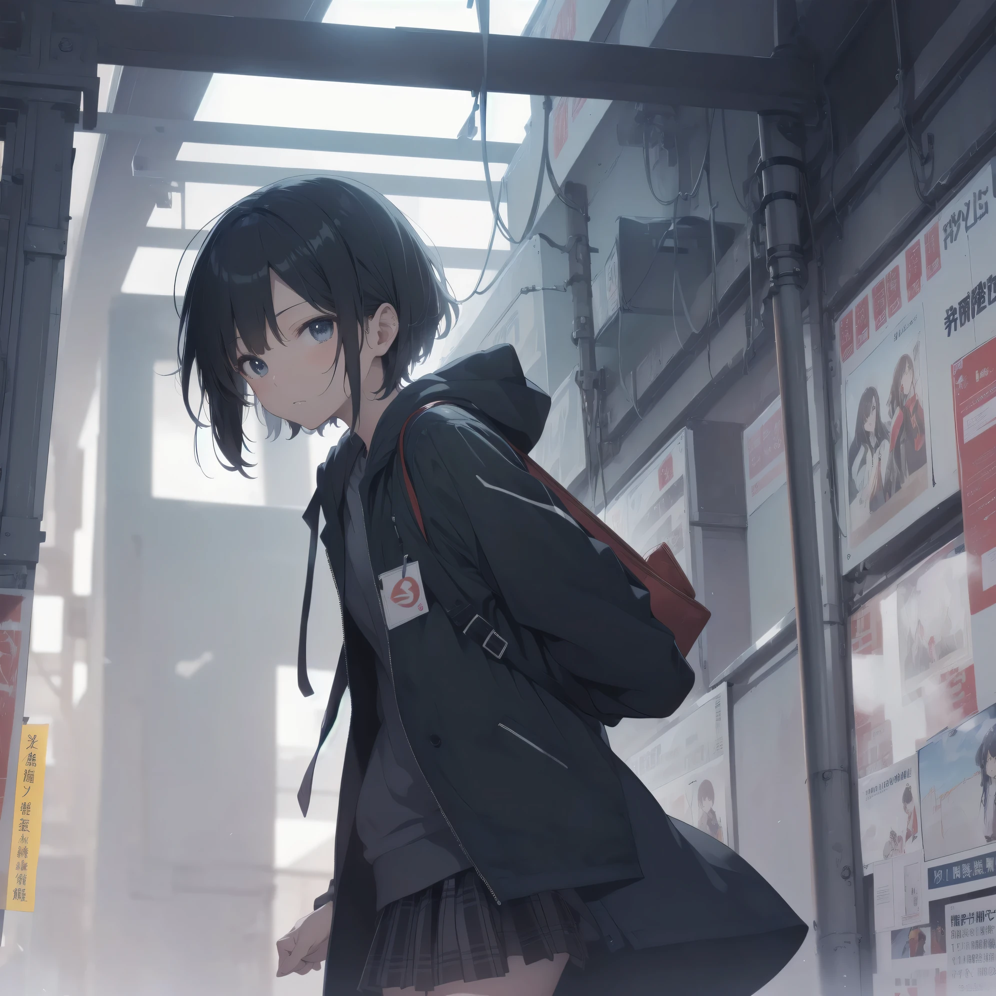 ultra-absurdres-Top quality by artist God, ultra-detailed, high resolution, anime moe artstyle, best anime 8k konachan wallpaper, pixiv contest winner, perfect anatomy,break, 1girl, (Please draw a girl walking sleepily to school alone. )break,(Solo,little female, 13-year-old:1.3),Full limbs, complete fingers,a junior high school student, Attractiveness of immature bodies, (very short hair), short cut, flat chest, , small butt, small black eyes, beautiful detailed eyes, well-proportioned iris and pupils, expressive eyes, highres detailed hair, soft expression, school_uniform, white shirt, pleated skirt,(Detailed Lighting), (Detailed background), in the School commute route. break,super detailed skin, Best cinematic lighting powered by famous artist, 8k,beauty illustration,photoshop_(medium),very aesthetic,break,((artist:haruyama_kazunori )), artist:akinashi yuu ,artist:oyari ashito ,artist:kantoku ,