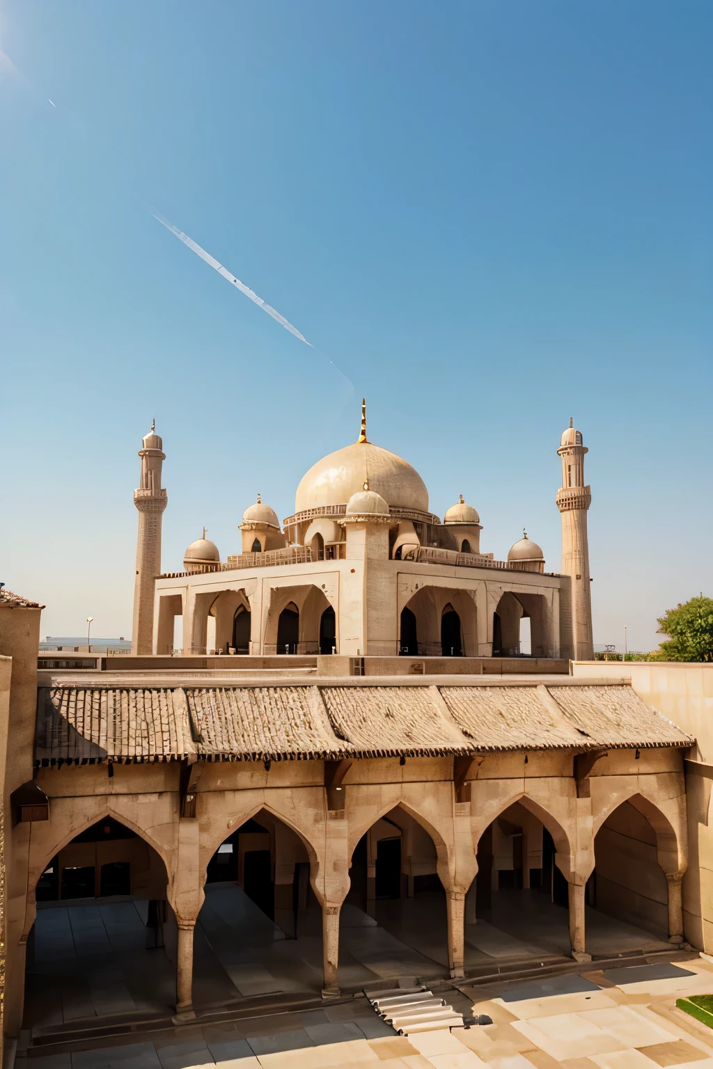 beautiful big mosque, clear sky, landscape