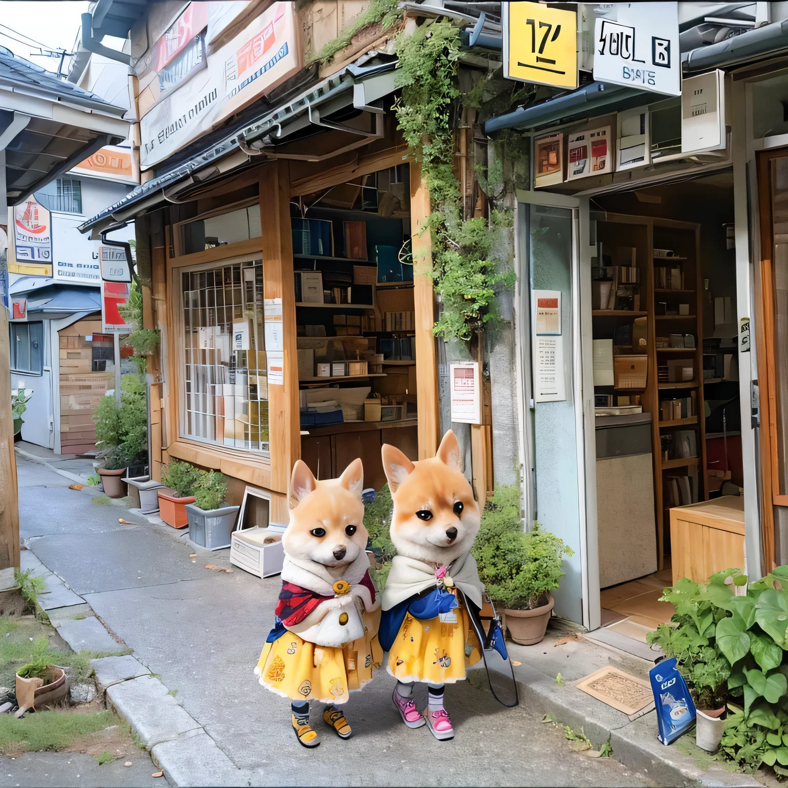 shiba inu girls chibi Walking on a leash with girls