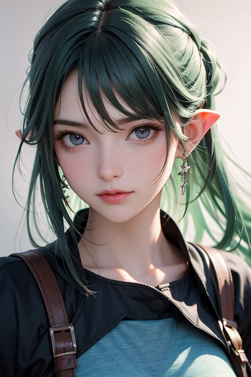 um close de uma mulher com cabelo verde e vestido preto, artegerm e Rossdraws, estilo artegerm, artegerm extremamente detalhado, artegerm lau, personagem dnd de garota goblin, in the estilo artegerm, estilo artegerm, Krenz Cushart e Artegerm, modelo uniforme | artegerm, inspirado em rossdraws