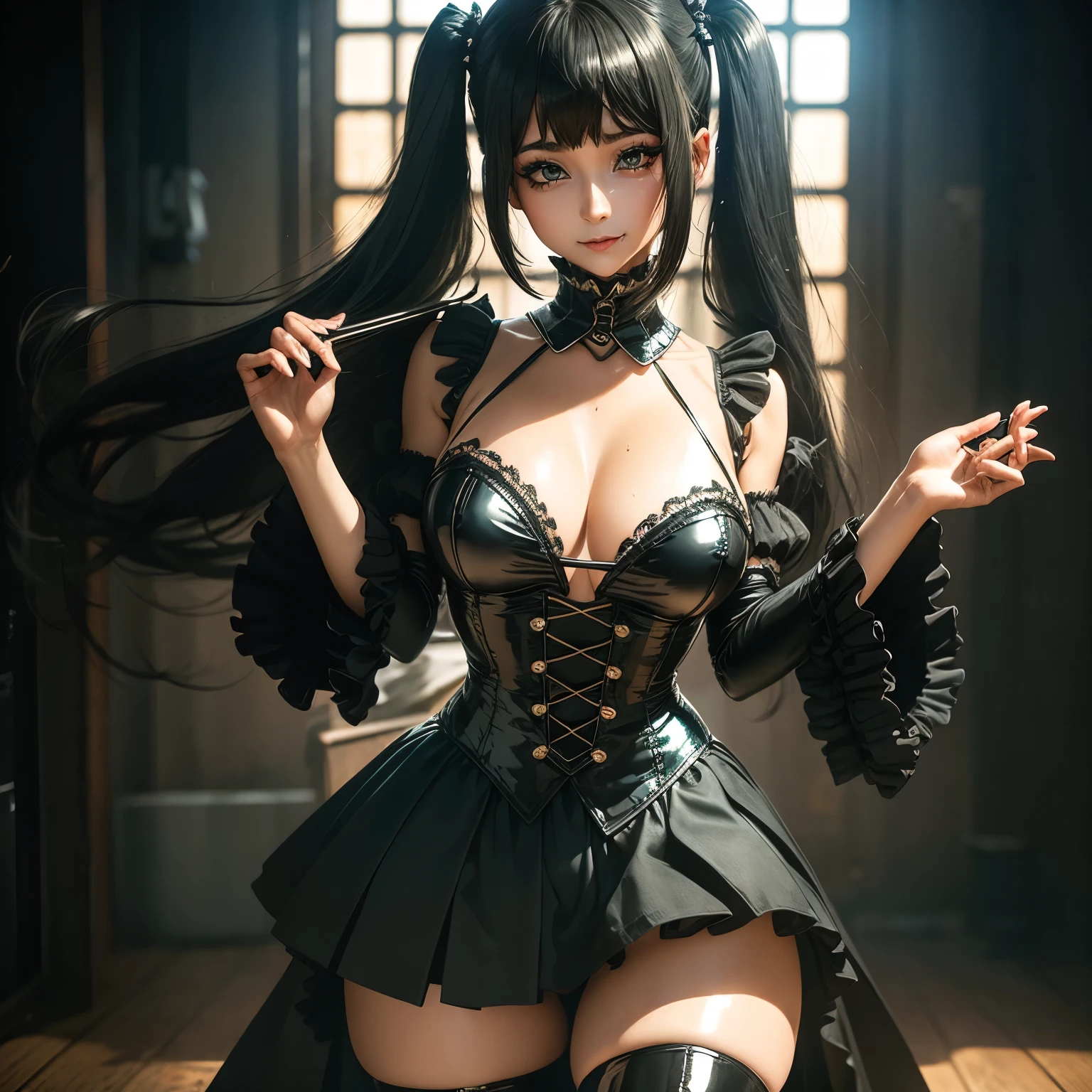 ハードdark gothicメイク、Insanity、deep night sky、horror、black dark eyeshadow、cry、grieve、Good skin glow、dark gothicメイク、dark smile、restless palace、expression of sexual excitement、fragrant beauty、22 years ago、Expression of intense sexual pleasure、embarrassed look、dark gothic、Gothic Lolita、bell sleeve、wizard sleeve、lewd expression、highest quality、Five Fingers Reference、Sweat shines on my chest、Expression of sexual pleasure in the midst of suffering、drunk face、Maid outfit mysterious、Noble、A face that is holding back the toilet、Flirty Gothic Clothing、My body is wet and shiny、super sexy、Lots of glitter on the thighs、I&#39;m sweating a lot、loving smile、twin tail hair、my thighs are so wet、jet black ruffle skirt、right blue eye, left eye is red、Super bewitching pose、knee high socks、thigh high socks、Excessive sweat and stickiness on thighs、shiny thighs、Sweat glistening on my thighs, my whole body glistening with sweat、glamorous、platform heel shoes、pretty sweaty、My thighs are sweaty、dark makeup、Breast size is modest、black lipstick、重厚感のあるdark gothicロングドレス、bright pink hair、long hair straight hair、Stained glass、black metal world、her thighs are a little glamorous、Playing the black guitar、Guitar Girl、play the guitar、guitar playing、gothic guitar、have a guitar、have a guitar、I love the guitar、Composition、Chest is small、Stained glassが背景、Live House Background、sing、have a microphone、