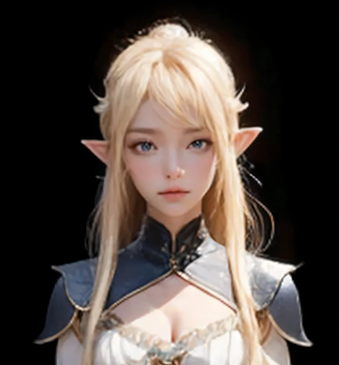 a close up of a woman with long blonde hair wearing a costume, elf princess, alluring elf princess knight, elf girl, female elf, elven princess, very beautiful elven top model, portrait of an elf queen, elven character with smirk, beautiful and elegant elf queen, beautiful elven princess, portrait of an elf, elf queen