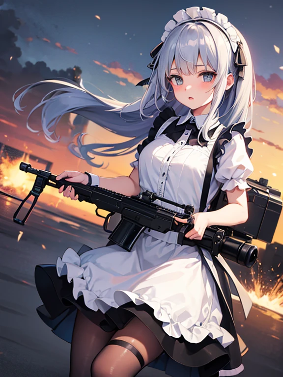 girl　Maid clothes　Anti-tank rifles　rocket launcher　Assault rifle　Beam rifle　hand gun