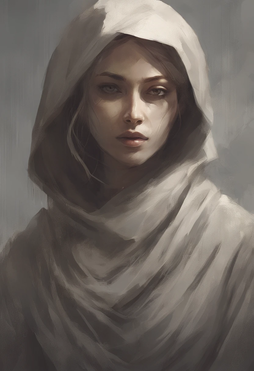 Christian woman without makeup, with her head covered