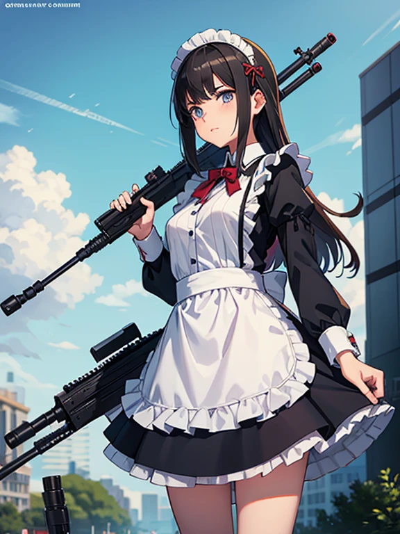 girl　Maid clothes　Anti-tank rifles　rocket launcher　Assault rifle　Beam rifle　hand gun