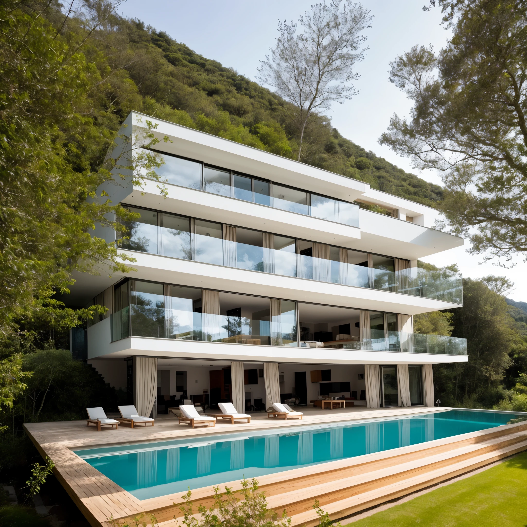 Créez une image d'une maison extraordinaire perchée au sommet d'une falaise abrupte, surplombant majestueusement un océan turquoise. La maison, d'une architecture atypique et innovante, is harmoniously integrated into the natural landscape, with sustainable and eco-friendly building materials such as local wood and high-performance glass. Des éléments architecturaux uniques, like suspended walkways and cantilevered terraces, ajoutent une touche d'aventure et de modernité à la structure. The terraced gardens around the house are home to a variety of exotic and native plants, creating a green oasis in the middle of the wild environment. Des systèmes d'irrigation écologiques alimentés par l'eau de pluie et l'énergie solaire garantissent leur prospérité tout en préservant les ressources naturelles. inside, la maison offre un mélange harmonieux de design contemporain et de confort luxueux. Living spaces are bathed in natural light thanks to huge floor-to-ceiling windows offering breathtaking panoramic views of the ocean. High-end materials, comme le marbre, le bois noble et l'acier inoxydable, ajoutent une touche d'élégance et de sophistication à chaque pièce. The house is equipped with the latest home automation technologies, enabling intelligent control of heating systems, lighting and security. Unusual features, such as an infinity pool suspended from the cliffside and a private astronomical observatory, font de cette maison un lieu unique et inoubliable, où l'extraordinaire devient réalité.
