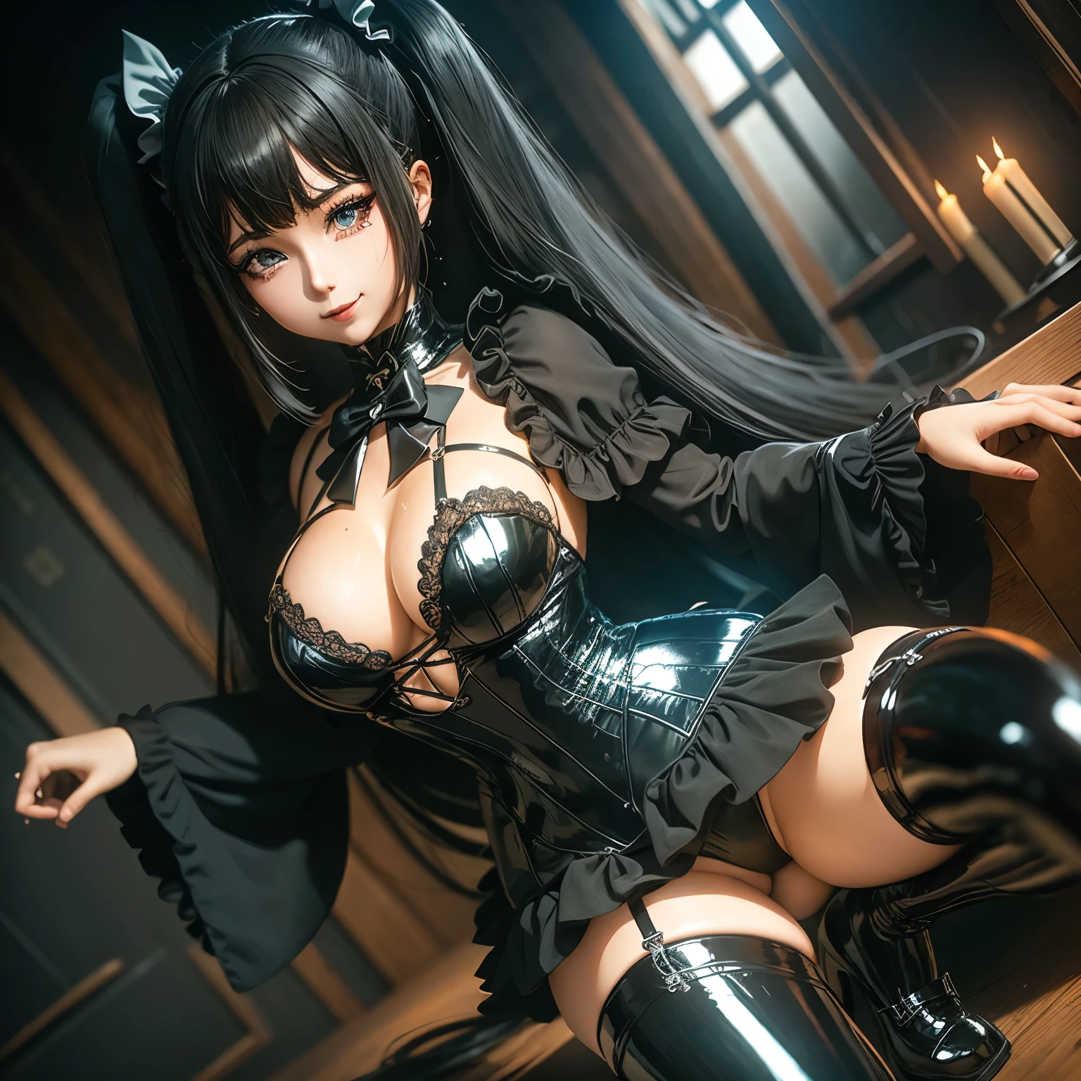 ハードdark gothicメイク、Insanity、deep night sky、horror、black dark eyeshadow、cry、grieve、Good skin glow、dark gothicメイク、dark smile、restless palace、expression of sexual excitement、fragrant beauty、22 years ago、Expression of intense sexual pleasure、embarrassed look、dark gothic、Gothic ta、bell sleeve、wizard sleeve、lewd expression、highest quality、Five Fingers Reference、Sweat shines on my chest、Expression of sexual pleasure in the midst of suffering、drunk face、Maid outfit mysterious、Noble、A face that is holding back the toilet、Flirty Gothic Clothing、My body is wet and shiny、super sexy、Lots of glitter on the thighs、I'm sweating a lot、loving smile、twin tail hair、my thighs are so wet、jet black ruffle skirt、right blue eye, left eye is red、Super bewitching pose、knee high socks、thigh high socks、Excessive sweat and stickiness on thighs、shiny thighs、Sweat glistening on my thighs, my whole body glistening with sweat、glamorous、platform heel shoes、pretty sweaty、My thighs are sweaty、dark makeup、Breast size is modest、black lipstick、重厚感のあるdark gothicロングドレス、bright pink hair、long hair straight hair、Stained glass、black metal world、her thighs are a little glamorous、Playing the black guitar、Guitar Girl、play the guitar、guitar playing、gothic guitar、have a guitar、have a guitar、I love the guitar、Composition、Chest is small、Stained glassが背景、Live House Background、sing、have a microphone、