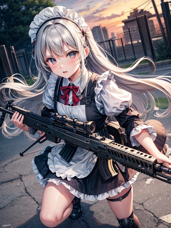 girl　Maid clothes　Anti-tank rifles　rocket launcher　Assault rifle　Beam rifle　hand gun