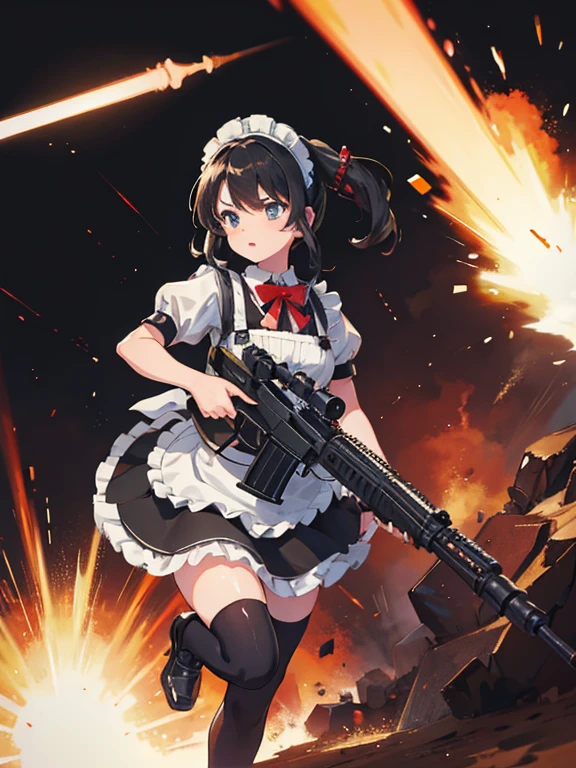 girl　Maid clothes　Anti-tank rifles　rocket launcher　Assault rifle　Beam rifle　hand gun