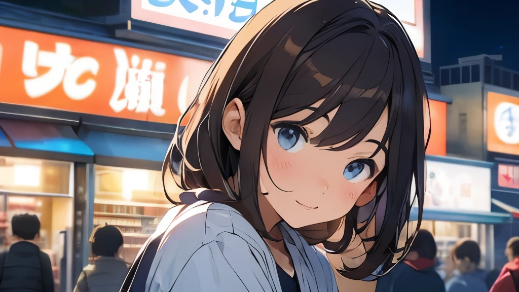 22 year old girl、convenience store clerk、brown hair、shortcut、cute、boyish、face of dislike、night、convenience store clerk、Being tangled up in a drunken mess