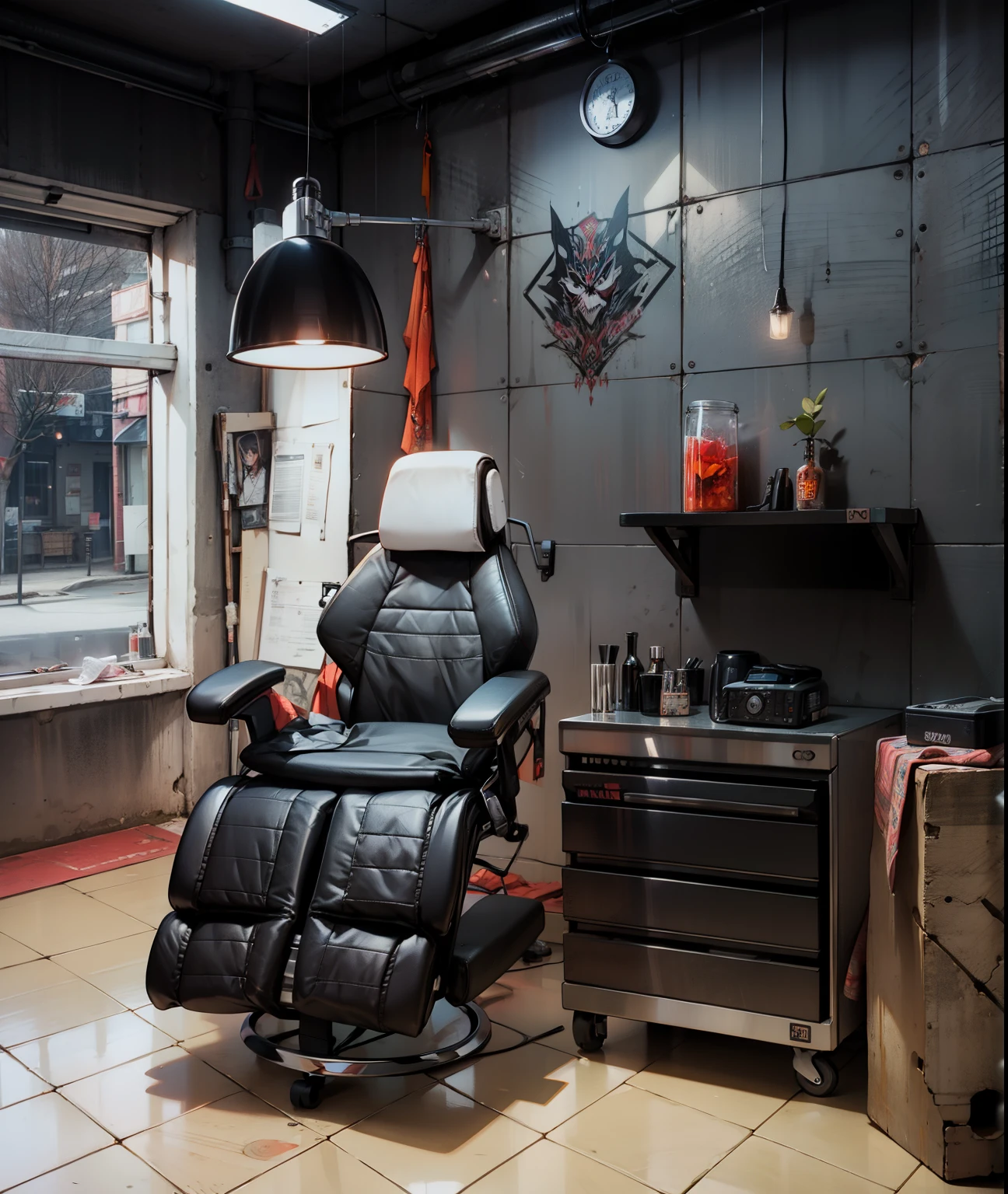 Tattoo chair, tattoo studio  