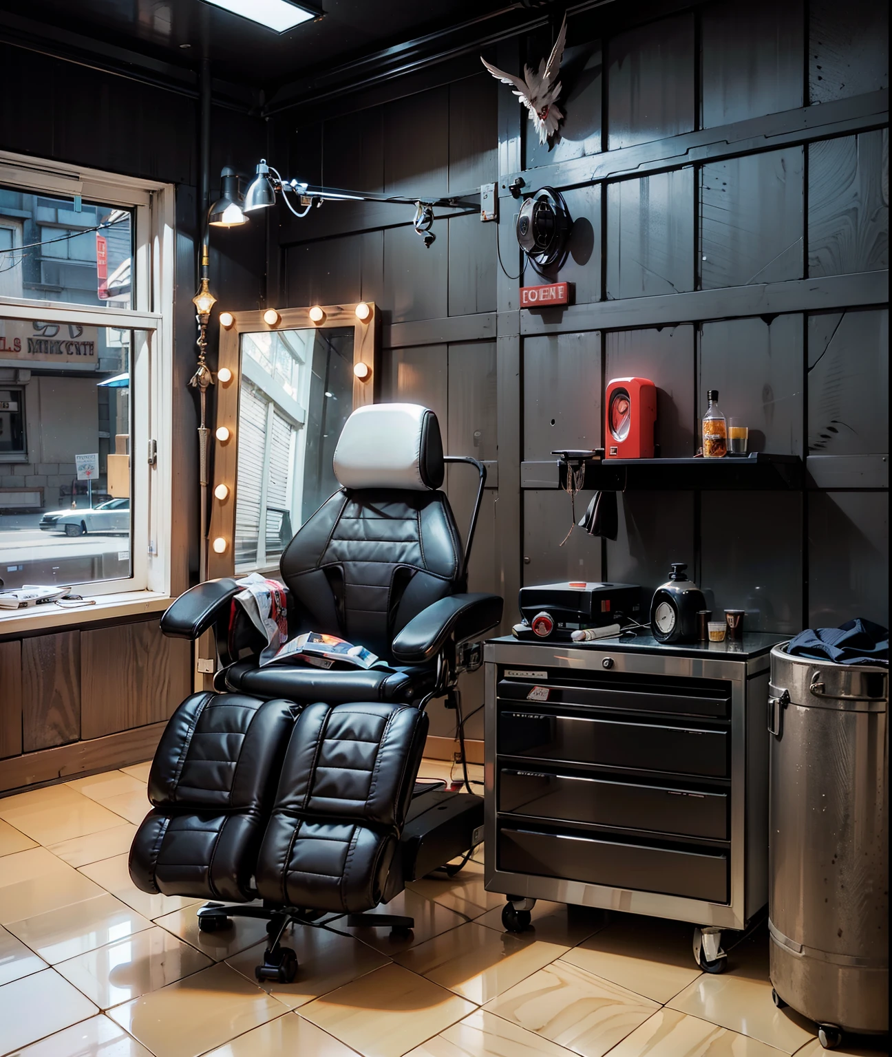 Tattoo chair, tattoo studio