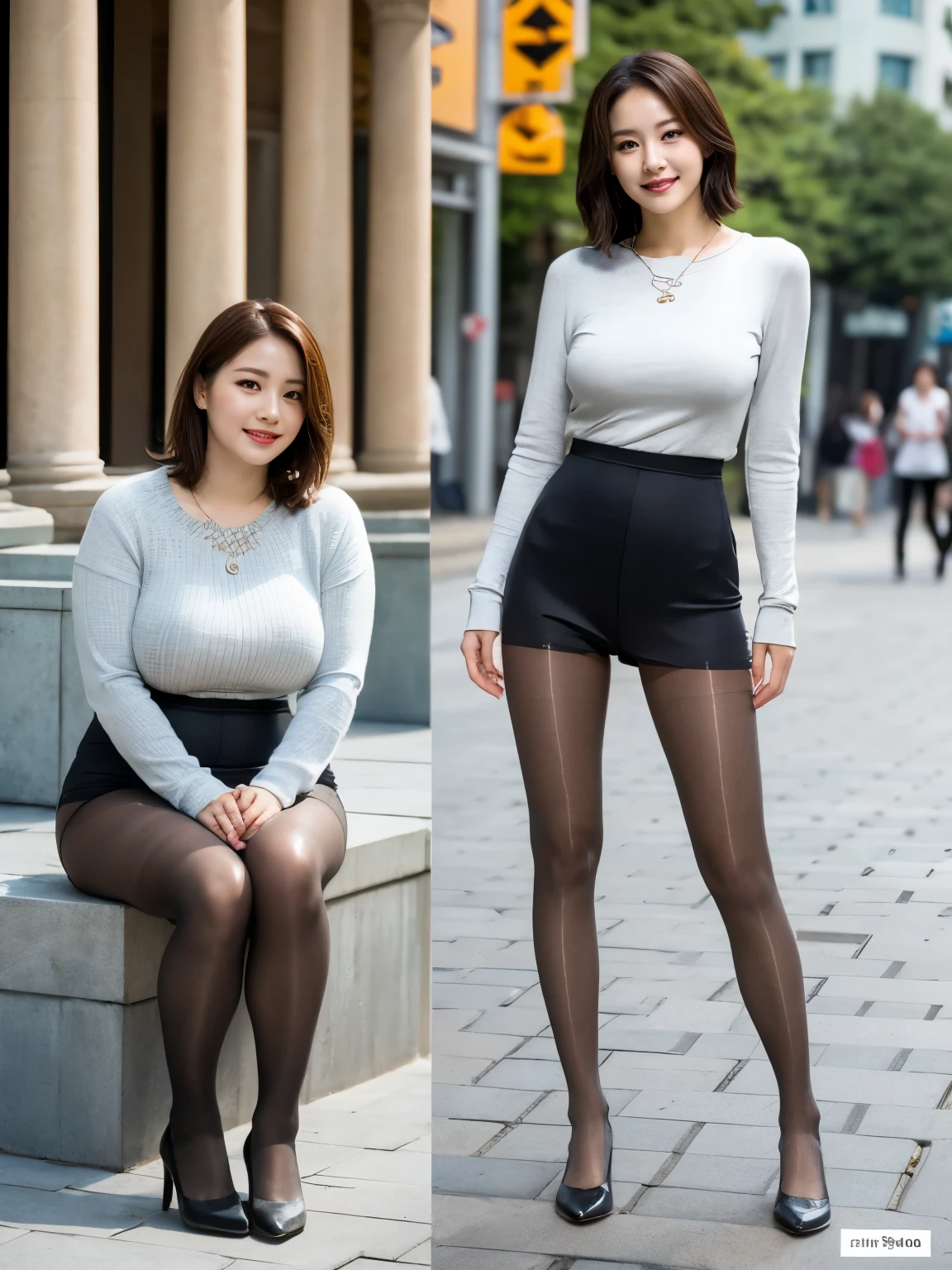 asian woman, nude, large breast, full body, nude breast, nude tights, thigh