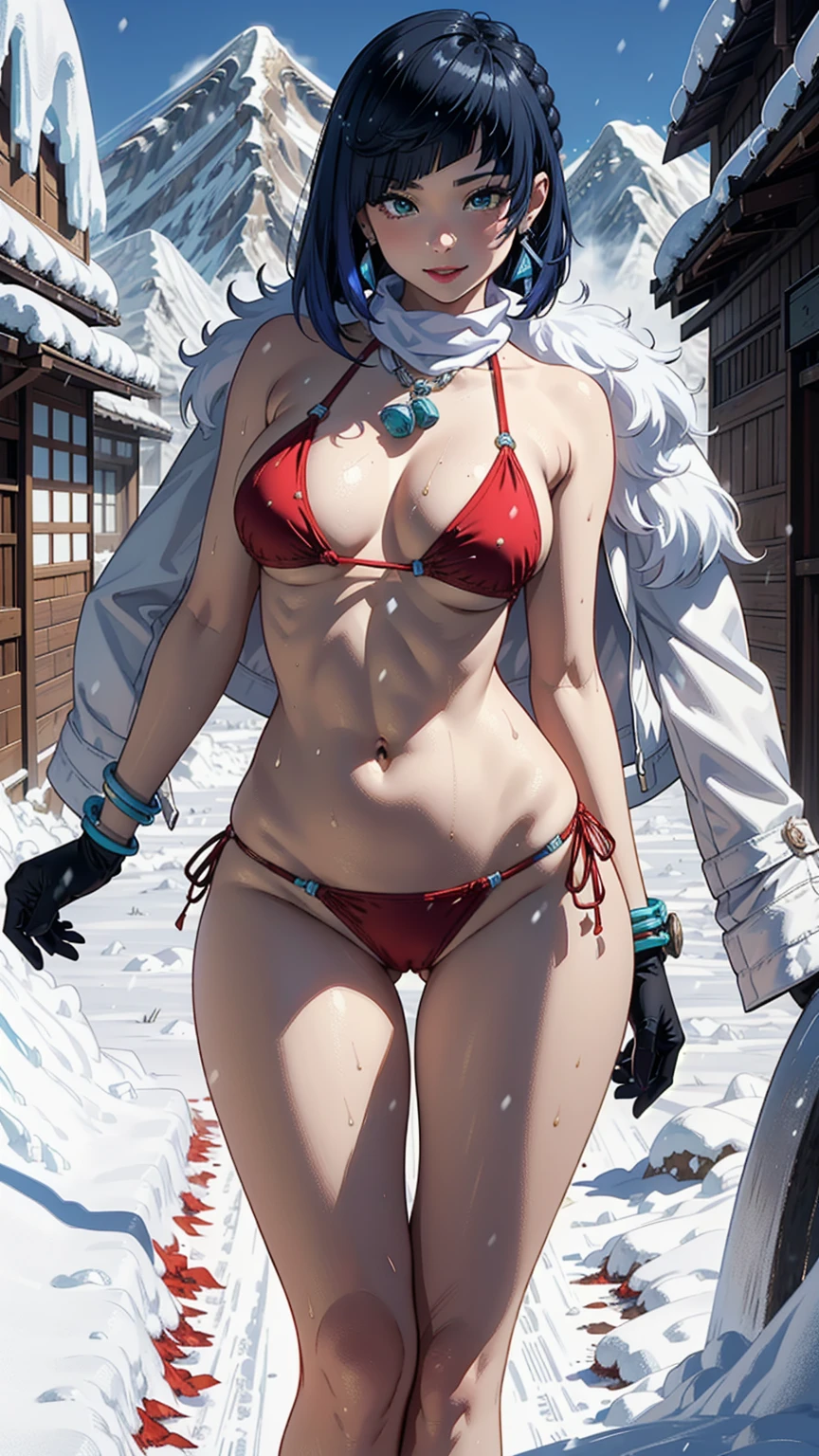 Dynamic poses, (earrings),masterpiece, (outdoors:1.5), natural lightning, raw color, 8k, illustrator, masterpiece, high quality, 8k, high resolution, high detailed, midriff, high quality, ( detailed,masterpiece,), (snow:1.2), (playing in the snow:1.5), (big breast), (detail face), (Everest Mountain:1.5), (bracelet), (from front:1.4), (smile), red lips , (full body), (sexy bikini:1.5), (scarf),(snow gloves), (wide hips), yelan genshin impact,