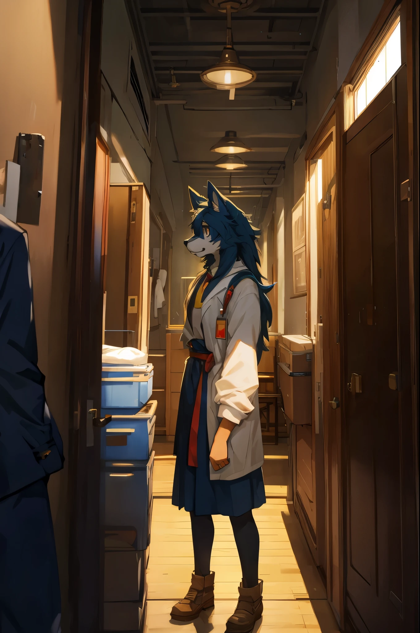 top quality, best quality, High-quality illustrations, masterpiece, super high resolution, detailed background, absurdres, perfect anatomy(kemono, furry anthro)Hospitals with power outages, 3+boys, 3+girls, good lighting, cinematic shadow,