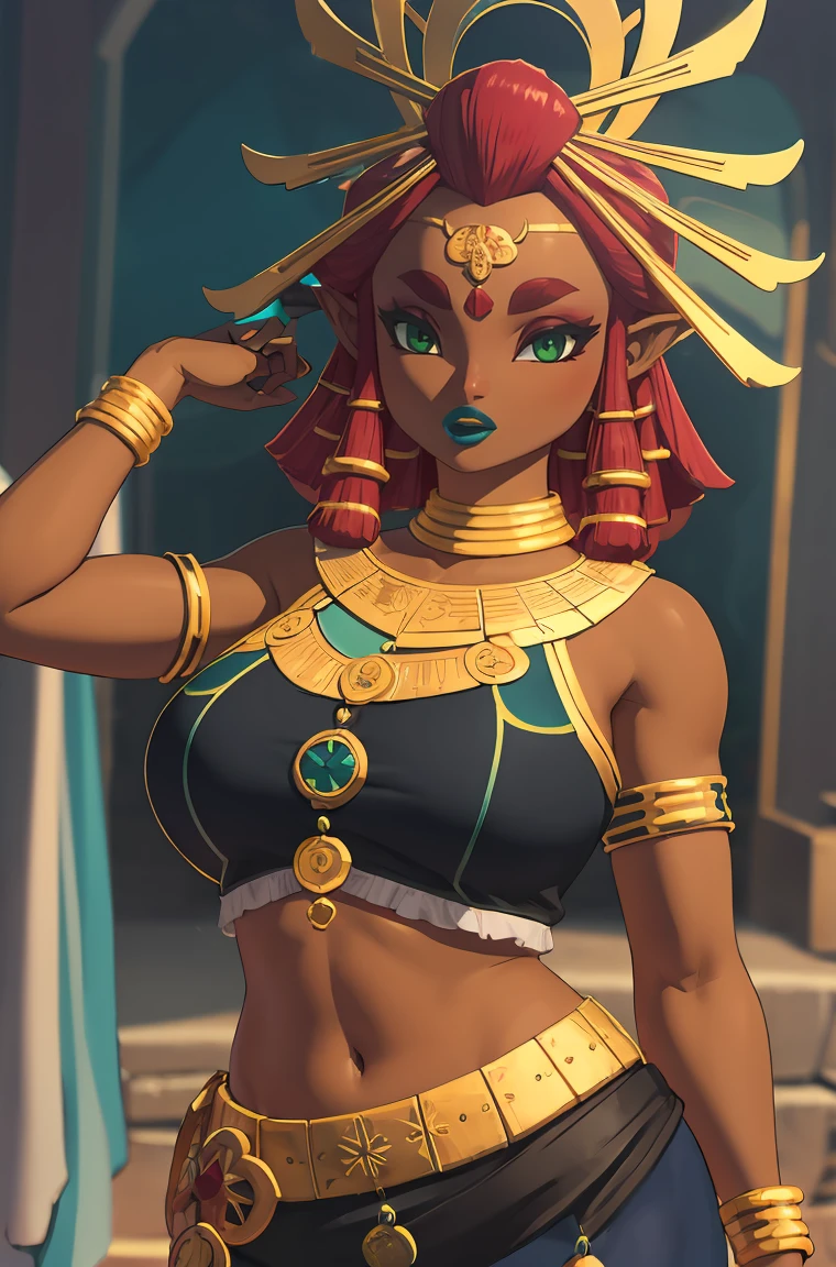 Big breasts, green eyes, dark blue lips, Riju