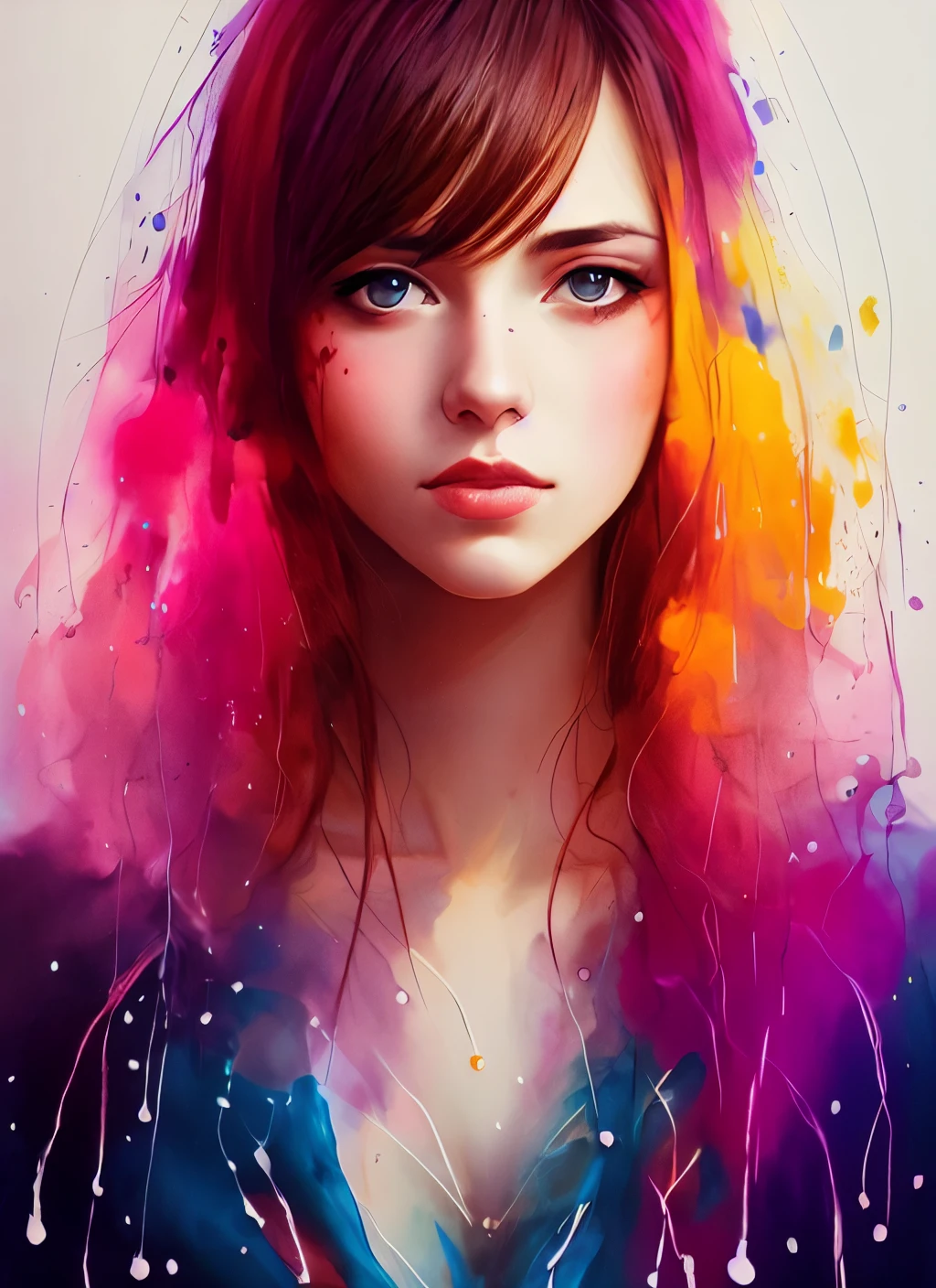 Agnes Cecile's Women, luminous design, pastel colour, Ink drips, autumn lights
