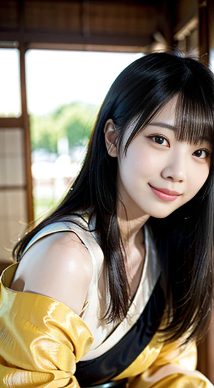 (kimono),random pose,、(highest quality,masterpiece:1.3,超A high resolution,),(Super detailed,caustics),(Photoreal:1.4,RAW shooting,)ultra-realistic capture,very detailed,High resolution 16K human skin close-up、 natural skin texture、Skin tone looks even and healthy、 Use natural light and color,1 girl,Japanese,28 years old,cute,black haired,middle hair,,smile,,(Depth of written boundary、chromatic aberration、wide range of lighting、natural shading,freckles,mole under left eye
