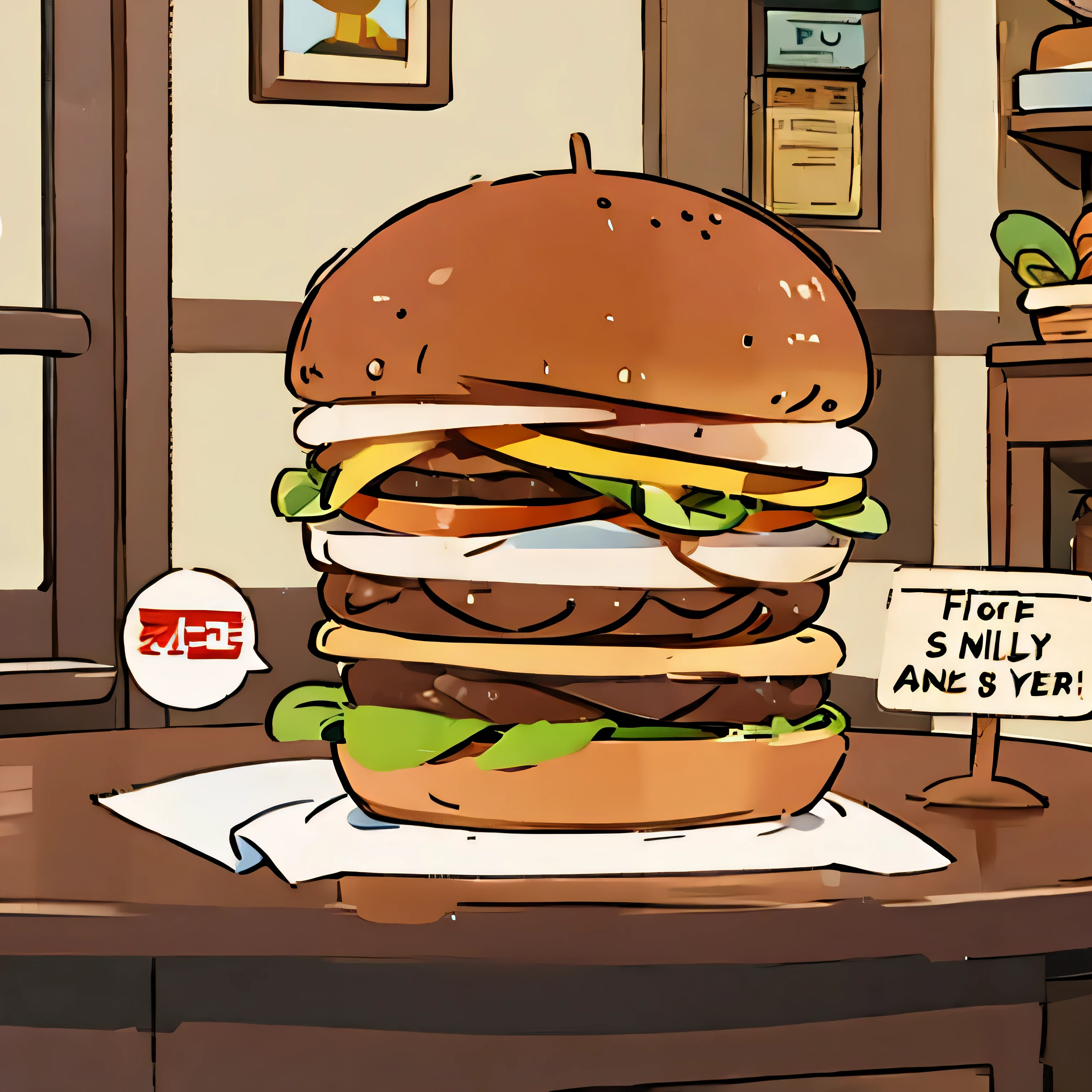 Cute, table, hands on the table, burger on the table, looking at the burger, 