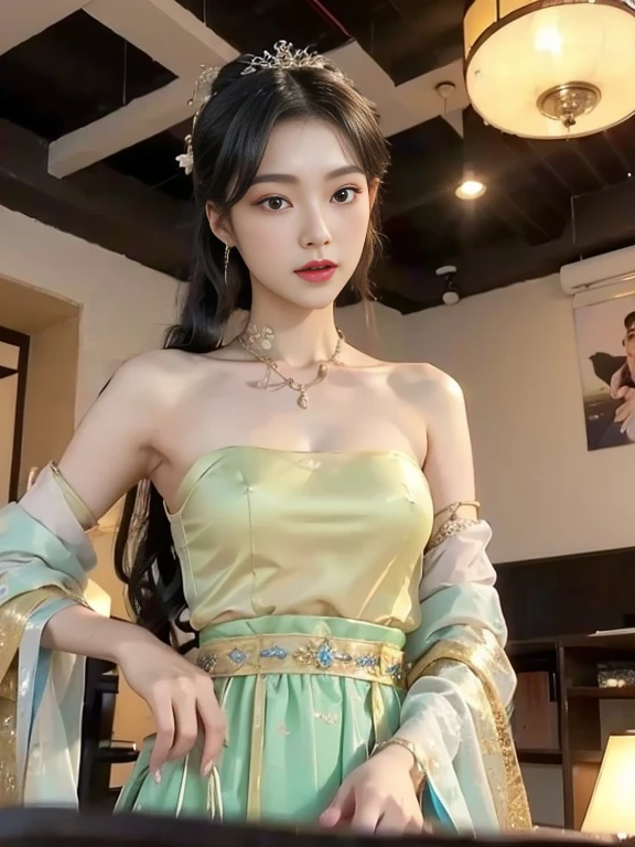 1girl, ((very transparent) Hanfu qipao), (erotic_), ((focuss closeup face)), pretty young (Asian) (Asian) (masterpiece), top Asian model, (aphrodite goddess), (small breast), very best quality detailed face:1.5, privium room, (8k HD graphic, (soft and chill light), best quality detailed ultra highres:1.2 dynamic lighting, artstation, winner photography, volumemetricslighting),