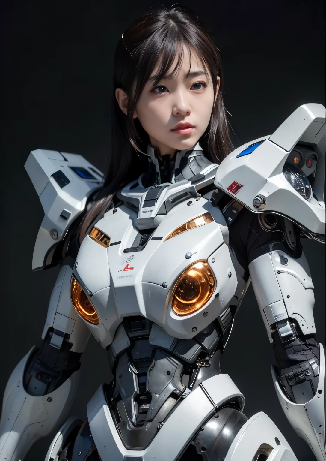 (masterpiece, top quality, realistic, super detailed), beautiful Japanese girl, partially cyborg, divine lighting, fused with a dung beetle, short cut, armor