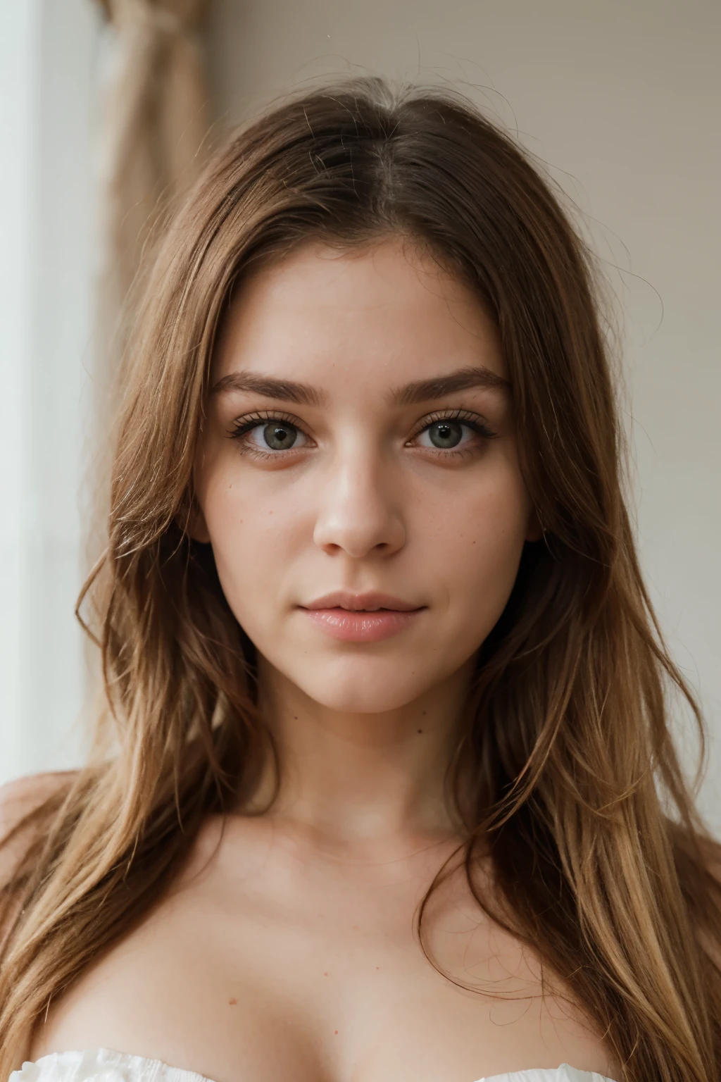 perfect face, beautiful girl, blonde, European appearance, looks straight into the camera, very realistic
