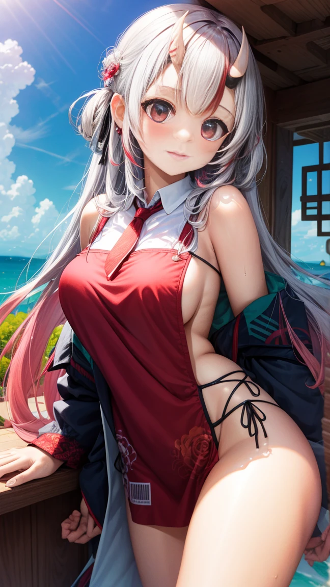 (masterpiece:1.3),(highly detailed:1.3),(highres:1.1),best quality,Ultra-detail,1girl,solo,kitchen,jelofolkwang,naked apron,((white apron)),ass,sideboob, unclear clothes , white pantie, ((perfect body)), salon,((take off pantie)),hand pantie , legwear 