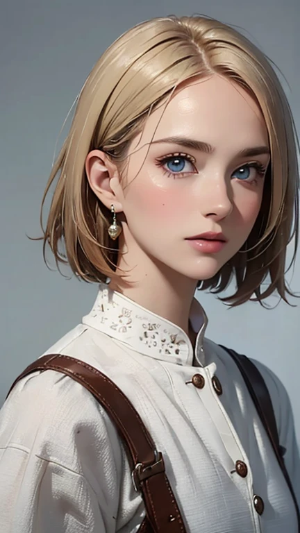 (highest quality,4k,8K,High resolution,masterpiece:1.2),Super detailed,realistic:1.37,portrait,blonde,blue eyes,white skin,medieval clothing,detailed facial features,beautiful lips,gorgeous eyes,A wonderful expression,retro style,soft lighting,Bright colors,short hair,break,