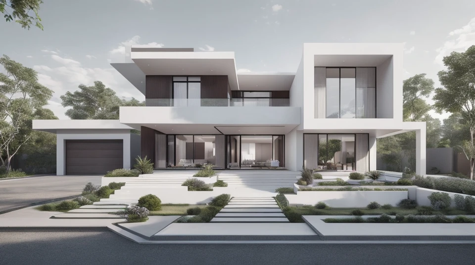 raw photos,Masterpiece, High quality, best quality, genuine, Superb details,Masterpiece, (เหมือนTRUE:1.2), best quality, Ultra high resolution, Random material, architecture, external, Modern villa house on the street, sky, Glass windows,tree,traffic road, ในรูปแบบของการเรนเดอร์ที่Highly detailedสมTRUE, 32k uh,Composite construction, stake/pile, Innovative web page design,Daytime,TRUE, Daytime, (Highly detailed :1.2), 8k UHD, DSLR, soft light, High quality, Film texture, Fujifilm XT3, Take a render photo, render in TRUE, render TRUE, 3 renderers, All white renders, TRUE rendered, highly Take a render photo, Detailed Archviz rendering, Rendered in 3 dsmax., Max 3ds rendering, TRUE render, up to 3 days + v - ray, up to 3 days + TRUE