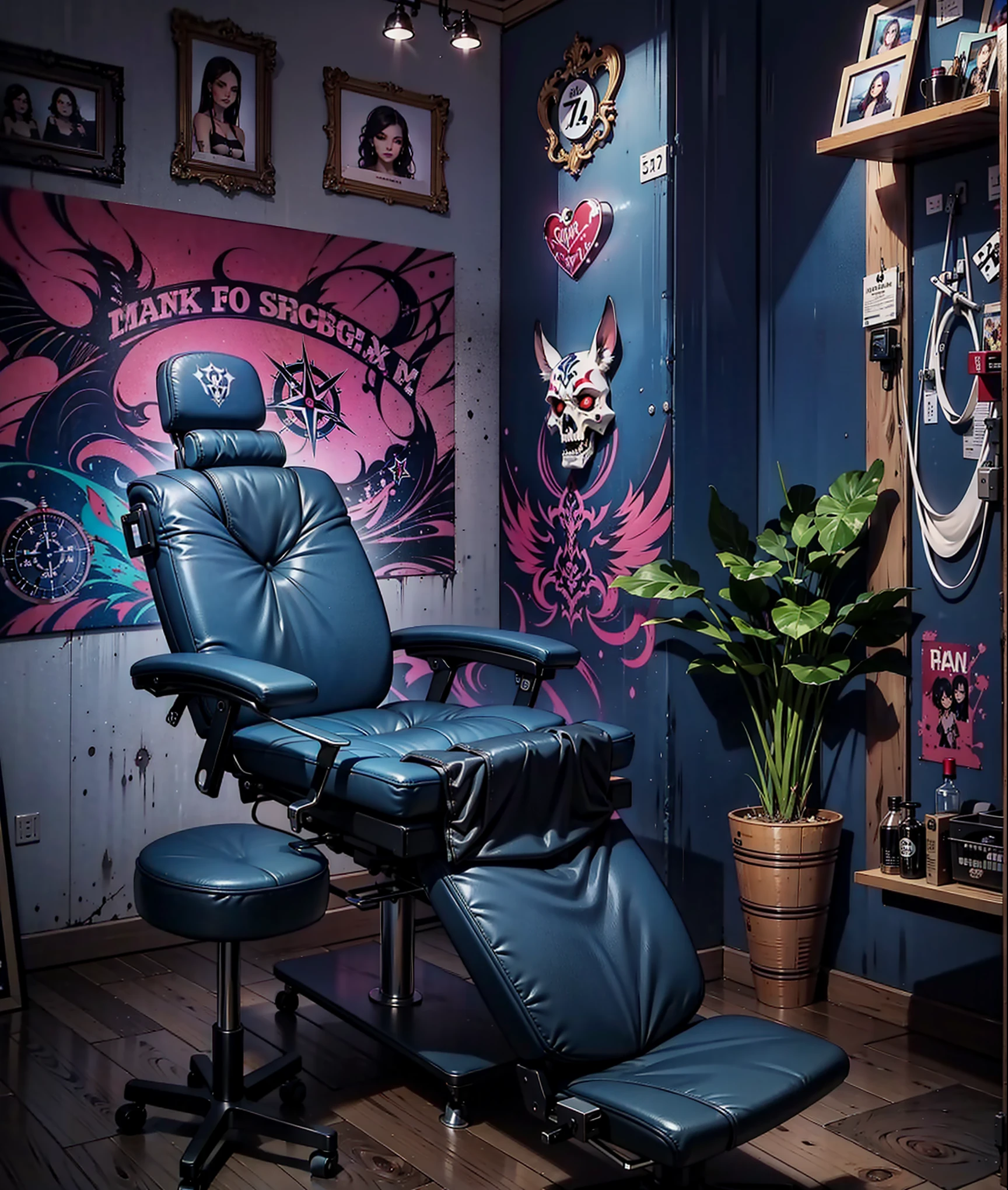 Tattoo chair, tattoo studio  