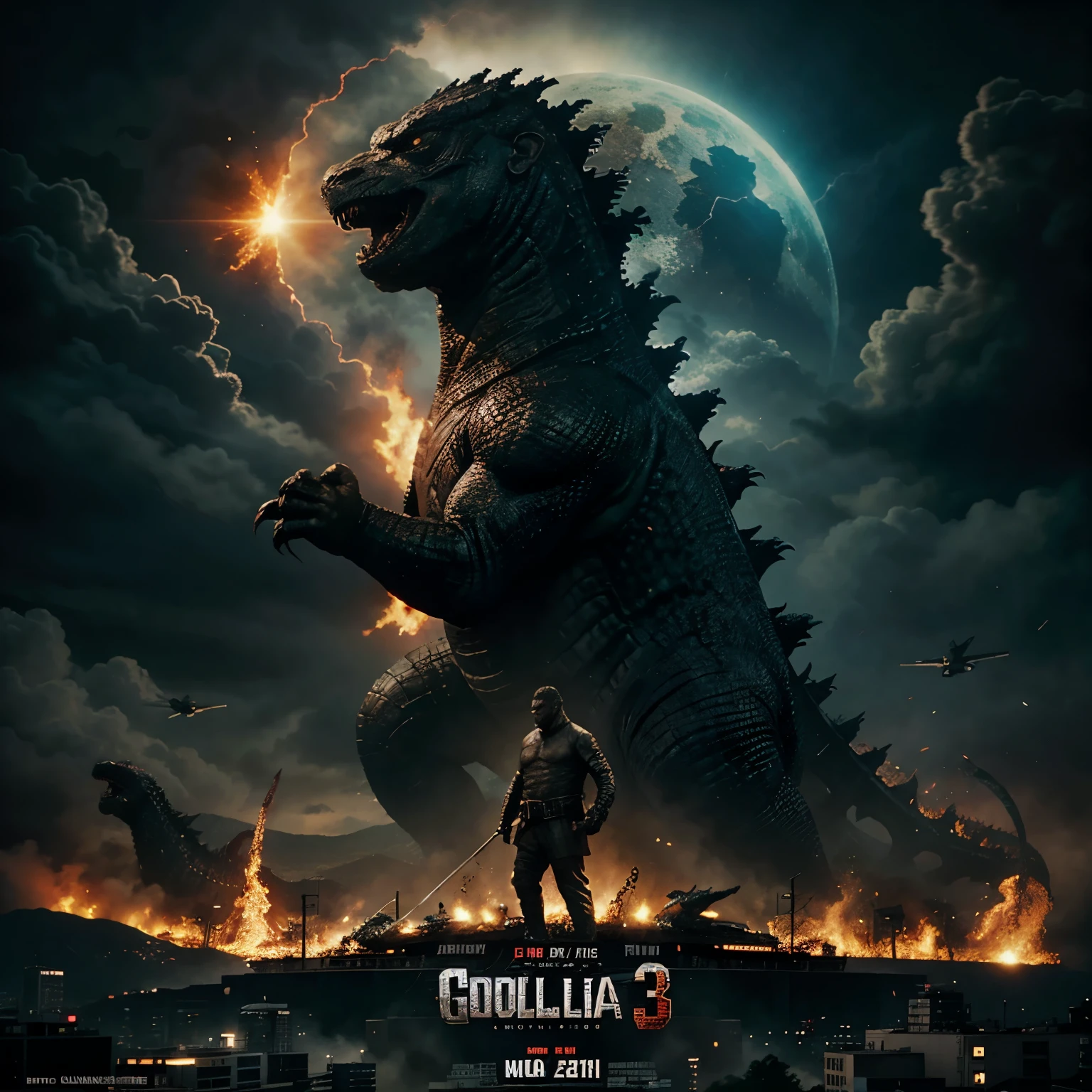 Cartaz de filme: GODZILLA 3: novos monstros.