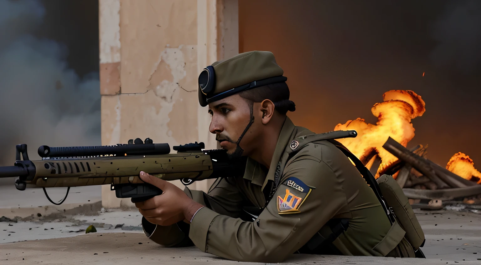 Soldado de cuba apuntando con un arma de Fuego.