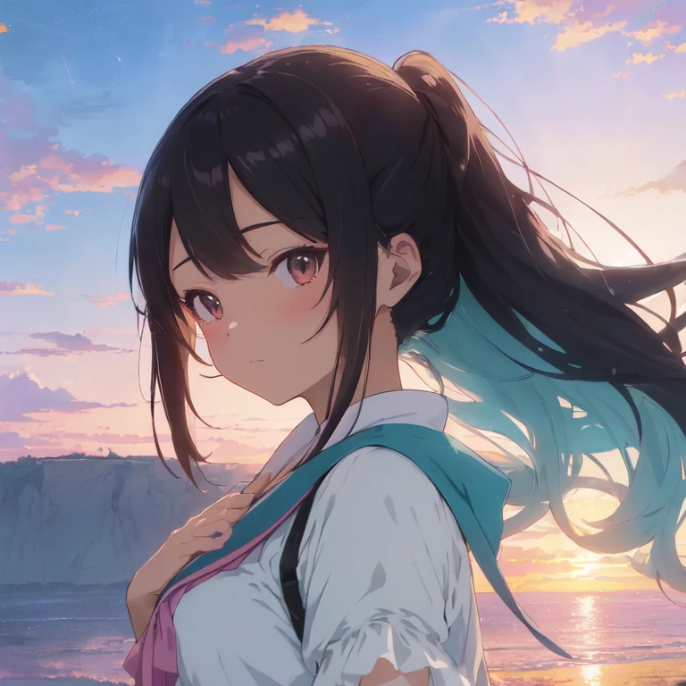 (2D anime beautiful girl), ((masuster piece, Best Quality, Ultra-high definition)), ((Background scene near future)),
A breathtakingly beautiful 2D anime girl is depicted in the foreground, her radiant countenance a blend of delicate features and enchanting allure. Behind her lies a captivating background scene from the near future.
The colors cascade like a symphony of hues, transitioning seamlessly from soft pastels to bold neon tones. Skyward, the horizon is illuminated by a spectacular sunset, its warm, ethereal glow suffusing the landscape with a sense of wonder.
In the midground, futur